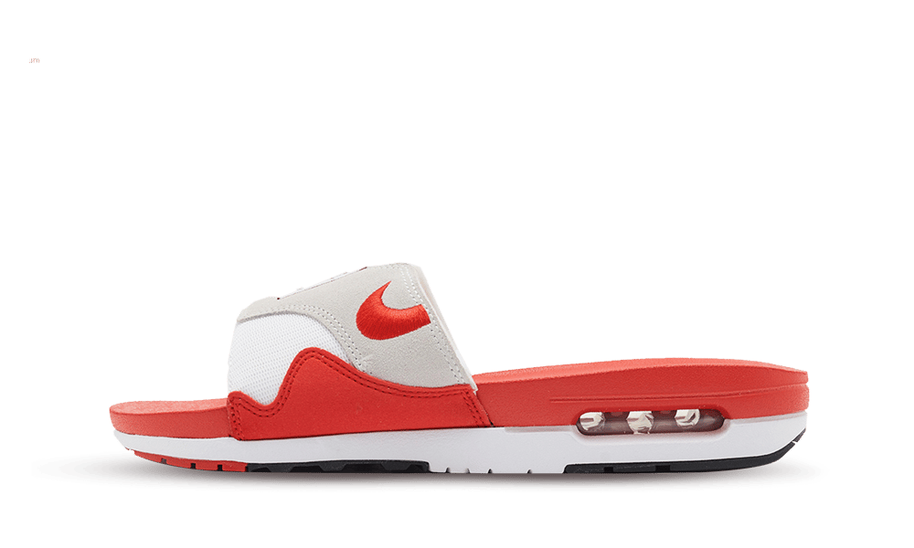 air max 1 slide white university red