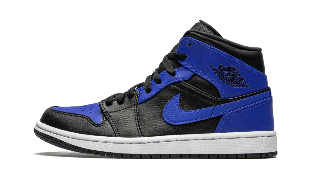Jordan 1 mid hyper royal tumbled leather