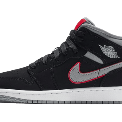 Jordan 1 mid Black Particle Grey Gym Red (GS) USED