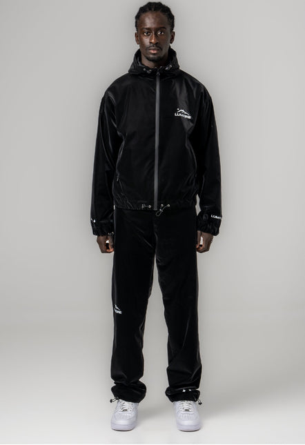 Lumiere Slim Fit Tracksuit Black Satin