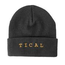 Mblem Knit Cuffed Beanie Black and Yellow tical
