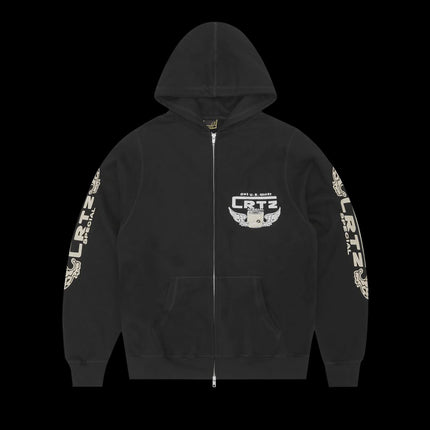 Corteiz Gasolina Double Zip Hoodie Black