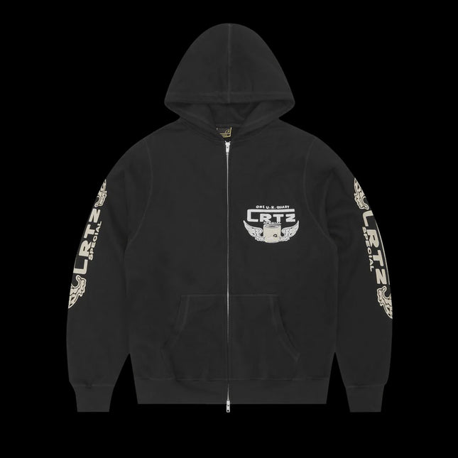 Corteiz Gasolina Double Zip Hoodie Black